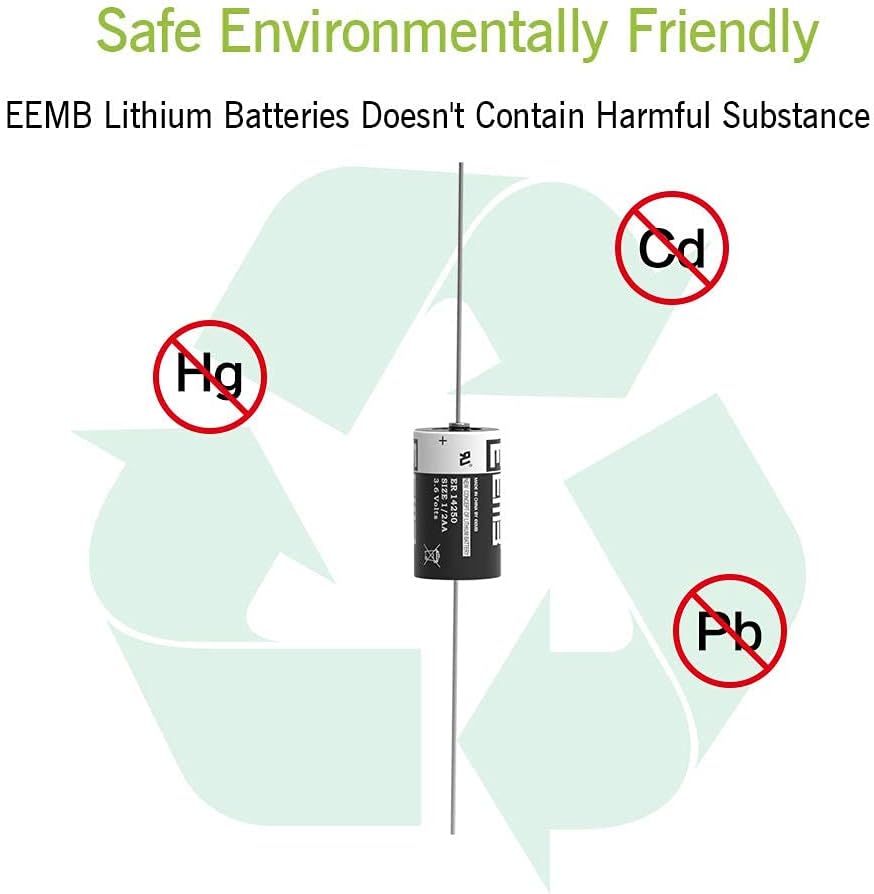 EEMB 50Pack ER14250 1/2AA 3.6V Lithium Battery with AX Solder Tabs Li-SOCL₂ Non-Rechargeable Battery XL-050F SB-AA02 LS14250 TL-5902 TL-2150 for Slot Machine/Game chip Board