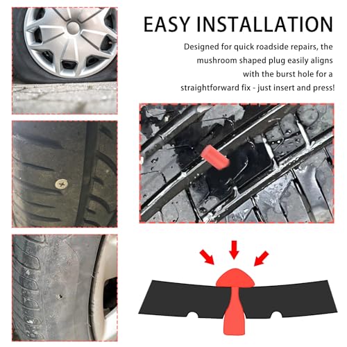 Image of 90PCS Mushroom Tire Plugs Kit,Tire Repair Kit with Plugs Suitable for Tubeless Tires,Universal Mushroom Plug Tires Repair Kits Vehicle Accessories for Cars,Motorcycles (90PCS)