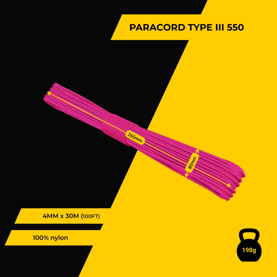 EdcX 2 mm Nylon Paracord 275 (15, 30, 50 and 100 m)- 100% Nylon rope, 3-Strand cord, Nylon cord 2 mm in Many Colours (Sofit Pink, 30 m) - Image 2