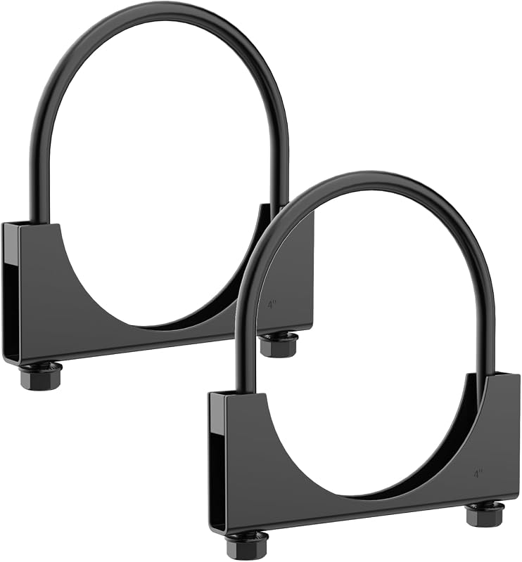 Abraçadeira de escapamento LCGP tipo U com sela para tubo de 4" – Kit com 2 unidades