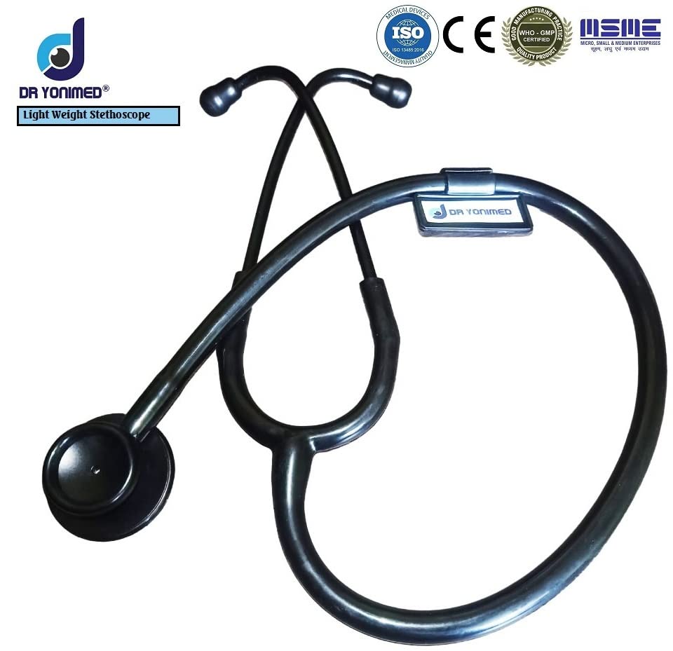 Dr Yonimed Super Frequency Black Matte Dual Head Stethoscope For Doctors, Surgeon, Nurse & Students. 2