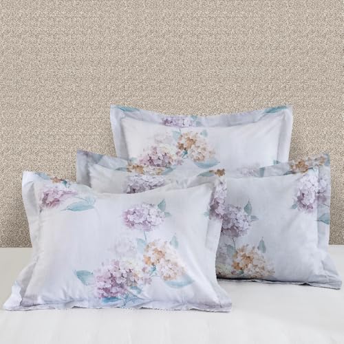 DAUAOTO 20"x36" King Size Pillowcases, Cotton Shams Pillow Cover 2 Pieces Set, Floral Pattern, Hydrangea Gray Lilac