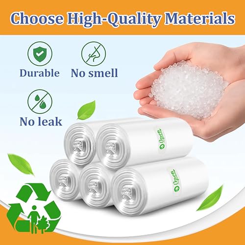 Image of Teivio Medium Tie-Top Trash Bags 8 Gallon 120 Count White Garbage Bags | Fit 25-30 Liters,6,7,8,9Gal,Small Plastic Waste Basket Bins Can Liners for Kitchen Bathroom Office Car,Unscented