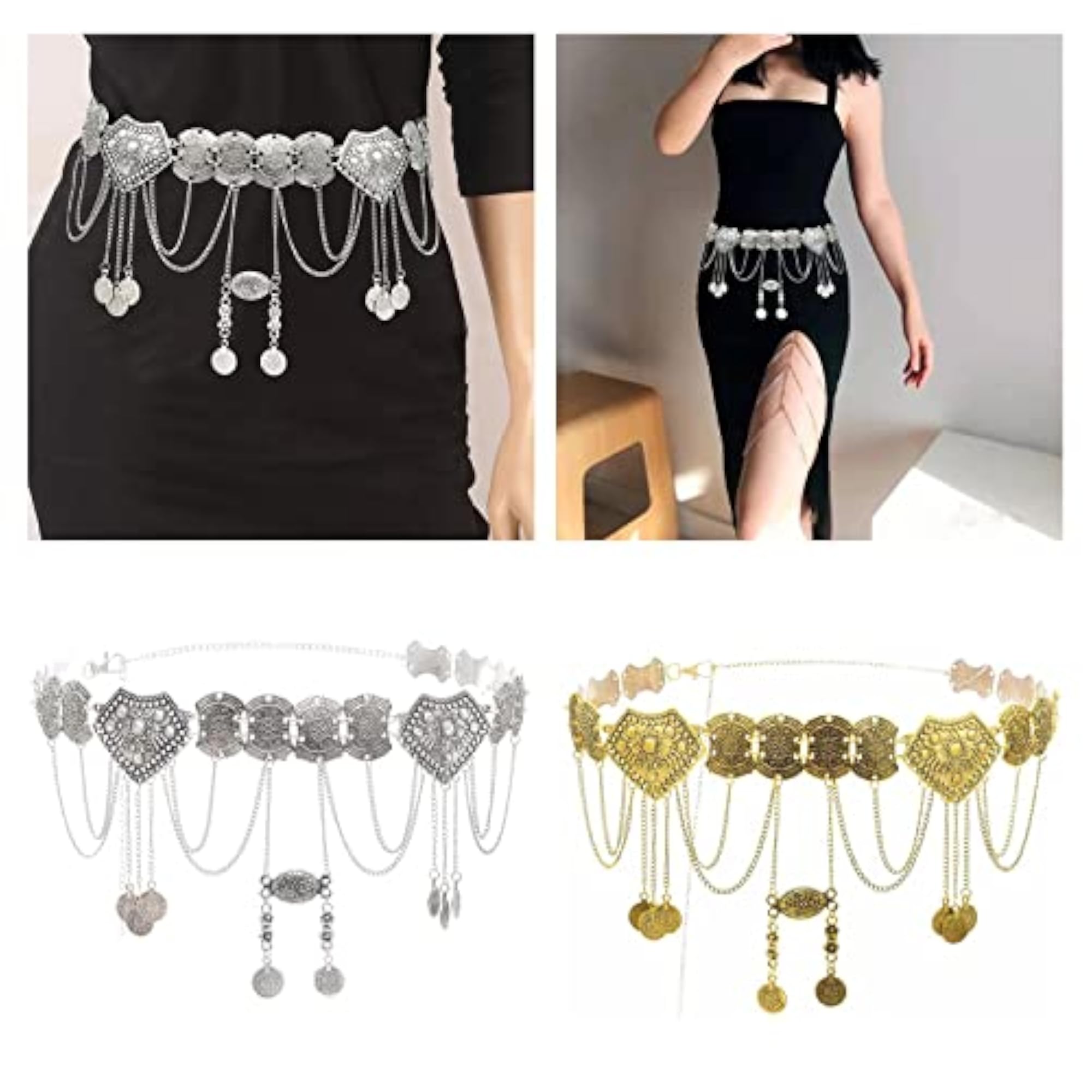 Alloy Silver Belly Dance Waist Chain with Tassels