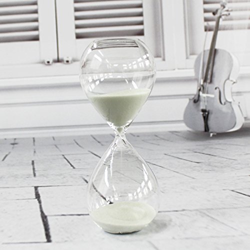Graces Dawn Transparent Glass Hourglass Sand Timer 60 Minutes With (White) #TOP1