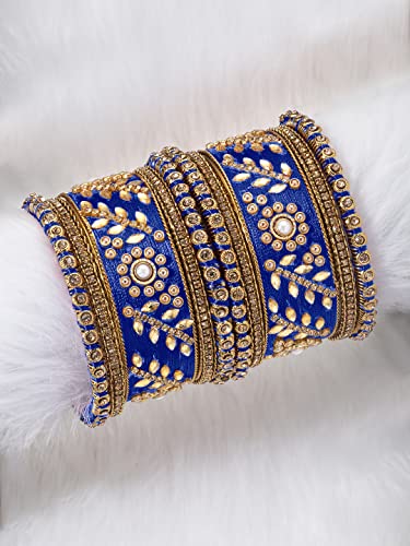 Image of Peora Silk Thread Kundan & Stone Studded Chuda Bangles Set Gift for Women