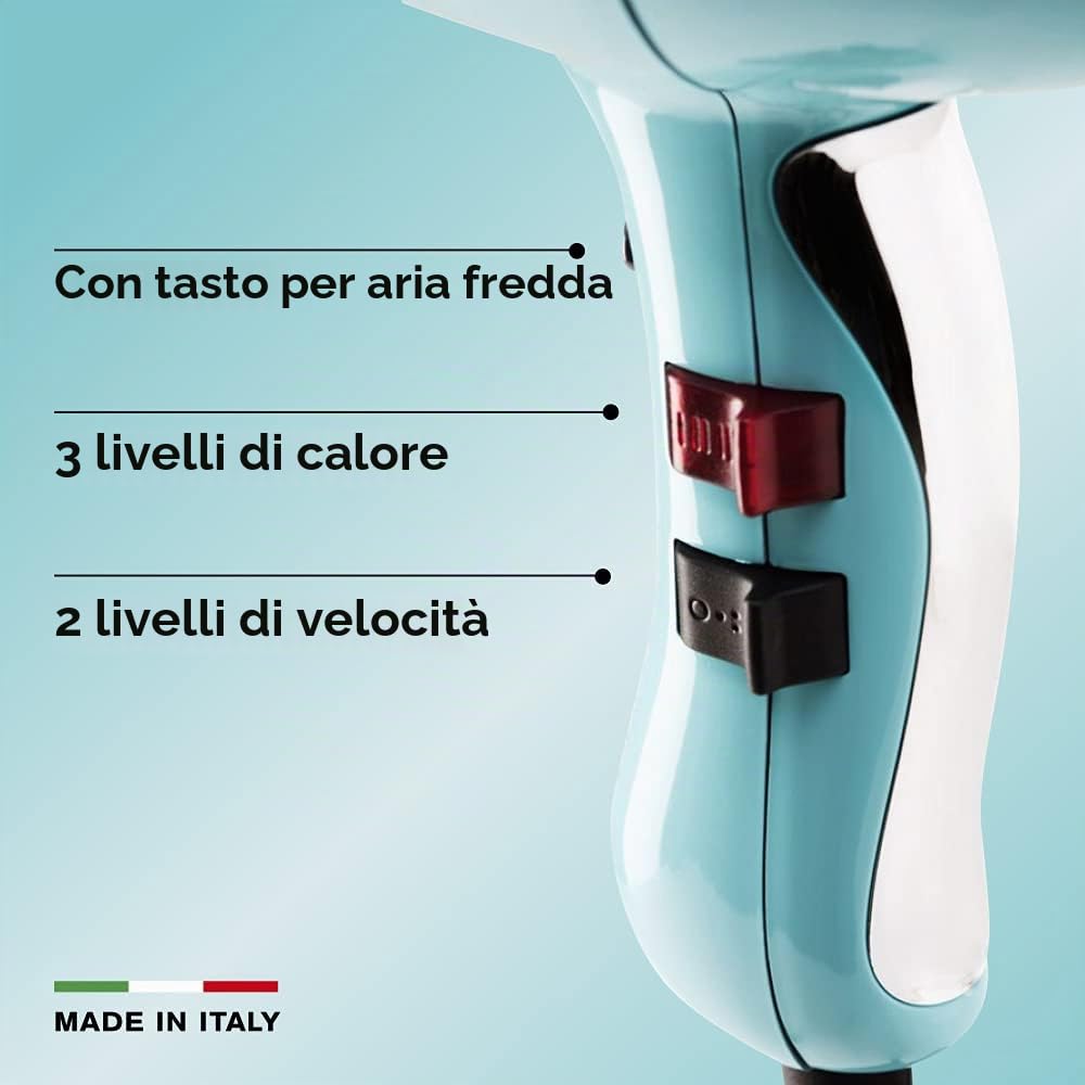 Phon per capelli Elchim Light Fifties Edition | Asciugacapelli Professionale Made in Italy | Leggero Potente e Silenzioso | Basso Consumo Energetico | Sistema Ionic e Ceramic | Asciugatura Rapida