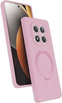 Coverzone Xiaomi Redmi Note 15 ile uyumlu K l f MagSafe ile uyumlu Z-Samara Kapak Wireless  arj  zellikli Stand Olabilen Redmi Note 15 kilif Pembe