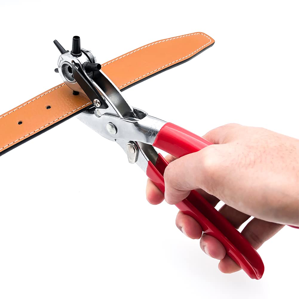 Leather Hole Punch Tool,Belt Hole Puncher,Leather Punch Plier,Revolving Punch Plier Kit Punching,Leather Stamping Tools Us...