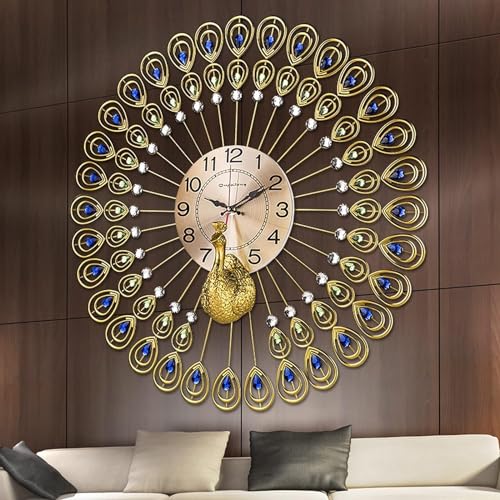 Horloge murale paon pour salon lumineux et moderne