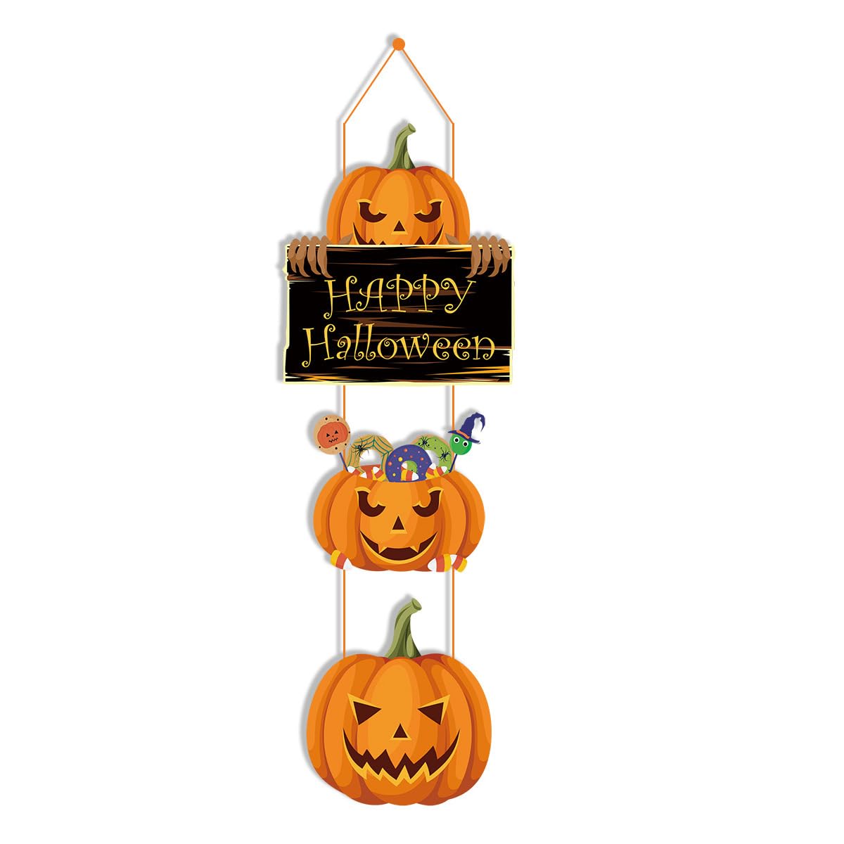 Kejuthrv Halloween Door Sign Decor, Halloween Hanging Welcome Sign - Pumpkins Shaped Door Hanger for Holiday Home Decor Festive Christmas Decoration - Pumpkin