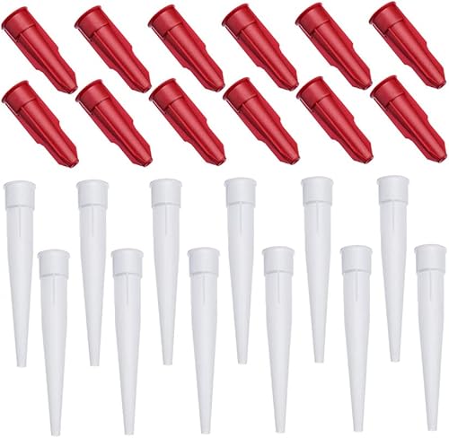 Miniatura 3 de 24 boquillas de sellador de silicona, boquillas de plástico para calafatear pistola de calafatear, con boquilla de tubo rojo, aplicador de boquillas