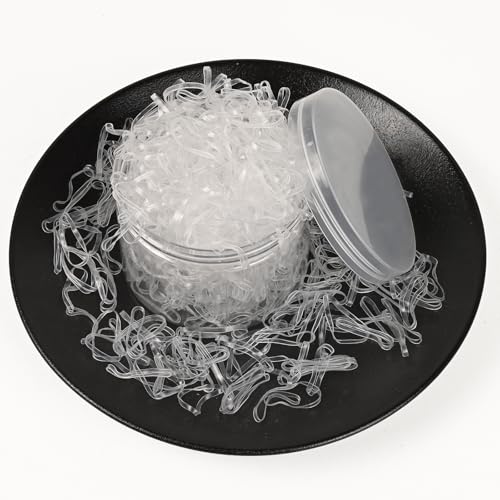 Clear Elastic Hair Rubber Bands Hair Ties, 1500pcs Mini Soft Elastics Holders for Women