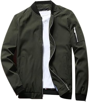 Lavnis Mens Flight Bomber Jacket Lightweight Softshell Coat Sportwear Zipper Windbreaker