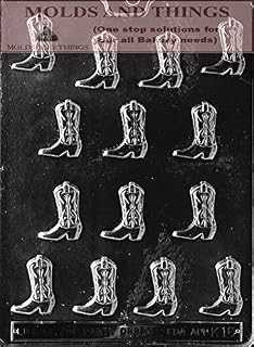 MOLDS AND THINGS Cowboy Boot Chocolate Candy Mold, Western Assortment, Clear PETG Plastic, Cowboy Boot Shape, Includes Free Instructions