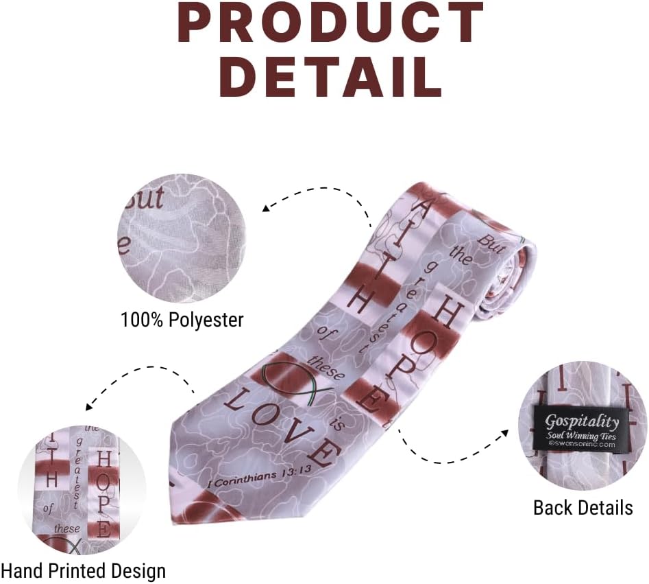 Jacquard Polyester Hand-Printed Christian Ties for Men | Church Business Formal Wedding Neck Mens Ties