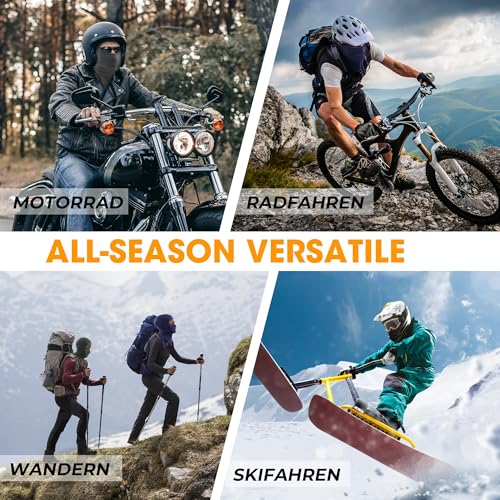 WTACTFUL Sturmhaube Motorrad Sommer Atmungsaktiv Sturmmaske Balaclava Herren Ski Maske Winter Warme Winddicht für Motorrad Fahren Skifahren Snowboarden Schwarz