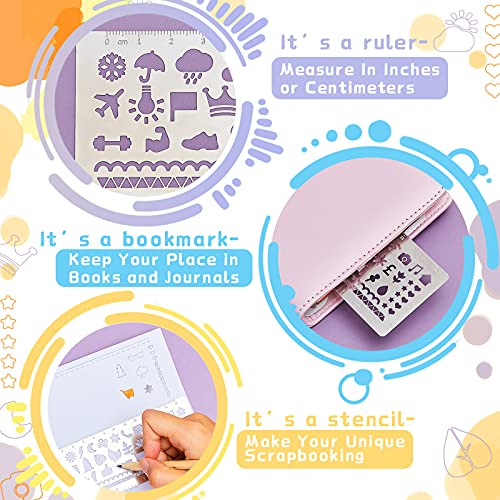 4 Pieces Metal Journal Stencil Metal Planner Stencil Bookmark Ruler Back To School Supplies Stainless Steel Stencils Kit For Diy, Engraving, Painting, Scrapbooking, 7.1 X 2.3 Inch (Geometry Style) #TOP2