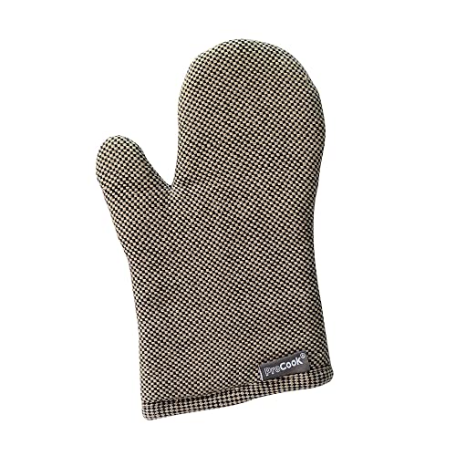ProCook - Manique Gant de Cuisine - Un Gant de Cuisine 100% Coton pour le Four - Noir & Beige - En Coton Matelassé Avec Motif Carreaux - Résistant à la Chaleur Cover