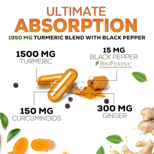 Nature'S Nutrition Turmeric Curcumin With Bioperine & Ginger 95% Curcuminoids 1950Mg - Black Pepper Extract For Max Absorption, Nature'S Joint Support Supplement thumb #5