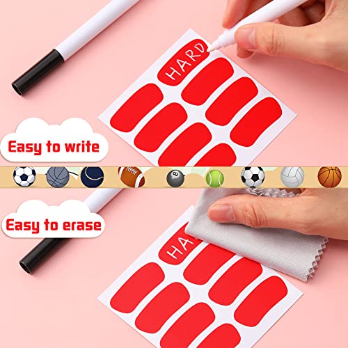 160 Pieces Sports Eye Stickers for Kids Football Softball Baseball Face Stickers Lacrosse Fans Eye Strips with 2 Pencils for Party Game Sport Supplies(Red) - Thumbnail 7