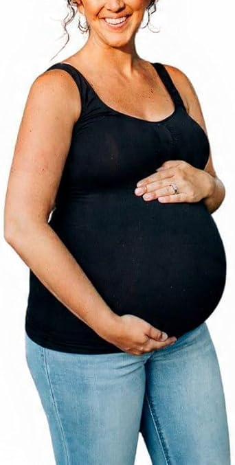 Maternity Built-in Belly Support Tank Top, Sleevless Women Pregnancy T-Shirt, Pregnant Women Fitness Yoga Top