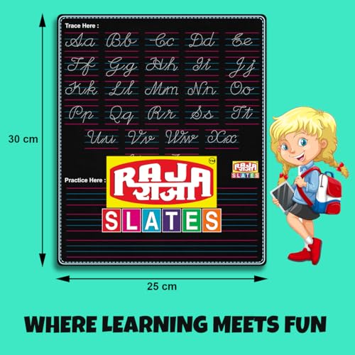 Image of TOKYODO Pre-Printed Rewriting Slates Chalk Board for Kids, Double Sided Writing Learning Black Board, with 4 Letter Spelling Cards (Pack if 1, Cursive Writing)