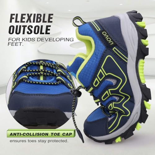 UOVO Boys Shoes Boys Tennis Running Sneakers Waterproof Hiking Shoes Kids Outdoor Fashion Sneakers Slip Resistant (Big/Little Boys) Blue/Yellow 12 Little Kid by UOVO - Image 5