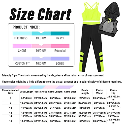 Hedmy Girls' Activewear Set Sleeveless Mesh Hoodie Tank Top And Leggings Set Gymnastics Tracksuit Dance Outfit White 8 Years #TOP6