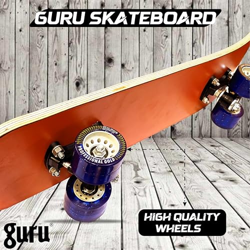 Image of GURU Skateboard, Wooden Non-Slip Skateboard for Kids, Adult, Casterboard /Skate Board /Hoverboard /Longboard for Beginners, Learners, Training Purpose for All Age Group