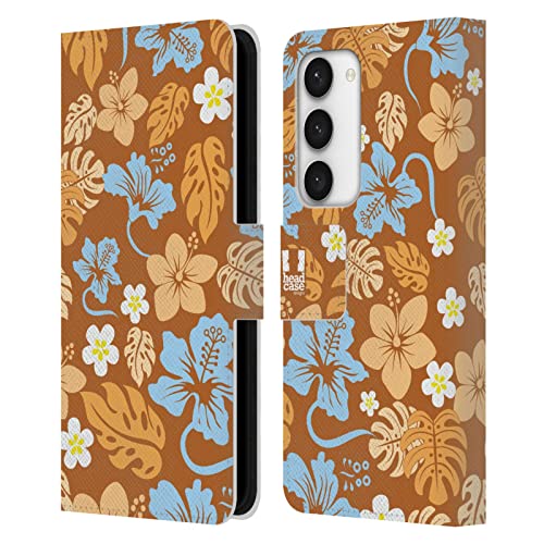 Étui portefeuille en cuir durable Samsung Galaxy S23 motifs hawaïens élégants