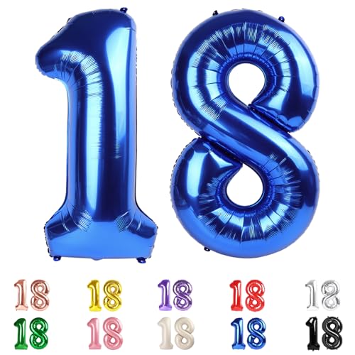 18 Balloon Numbers Numbers 18 Balloons 40 In 18th Birthday Decorations for Boys Girls 81st Dark Blue Birthday Big Party Decorations for Engagement Celebration Party Graduations