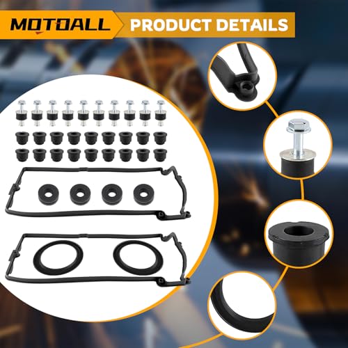 Image of MOTOALL 11127513194 Valve Cover Gasket Set w /Grommets Seals Left & Right 11127513195 Fit for BMW 745Li 750i 645Ci 550i 650i 750Li 545i 650i X5 Alpina B7 2002-2010 4.4L 4.8L