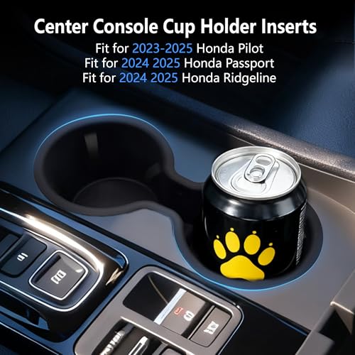 Image of Cup Holder Inserts Compatible with Honda Pilot 2023-2025 2026 Accessories, Non-Slip TPE Center Console Cup Holder Protector Organizer for Honda Ridgeline&Passport 2024 2025 2026 Accessories