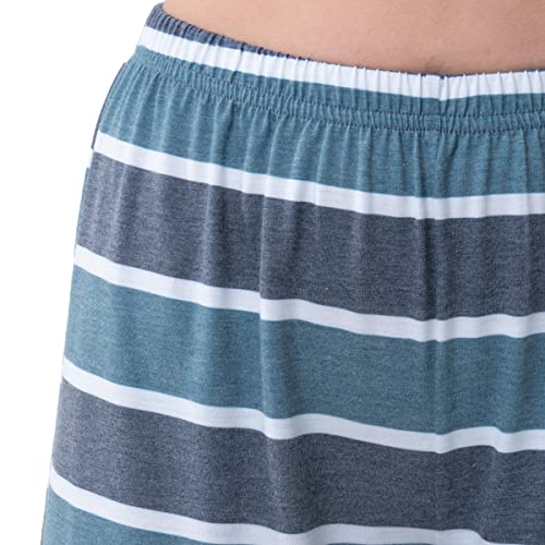 Fruit Of The Loom Women's Short Sleeve Tee And Pant 2 Piece Sleep Pajama Set, Blue Stripe, Medium #TOP4