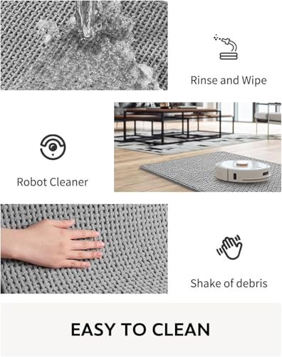 Tapis de bain en microfibre chenille Absent haute densité gris doux