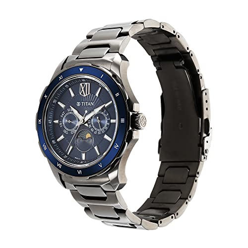 Titan Regalia Premium Blue Dial Stainless Steel Strap Analog Watch for Men-NS1688KM07 - Image 3