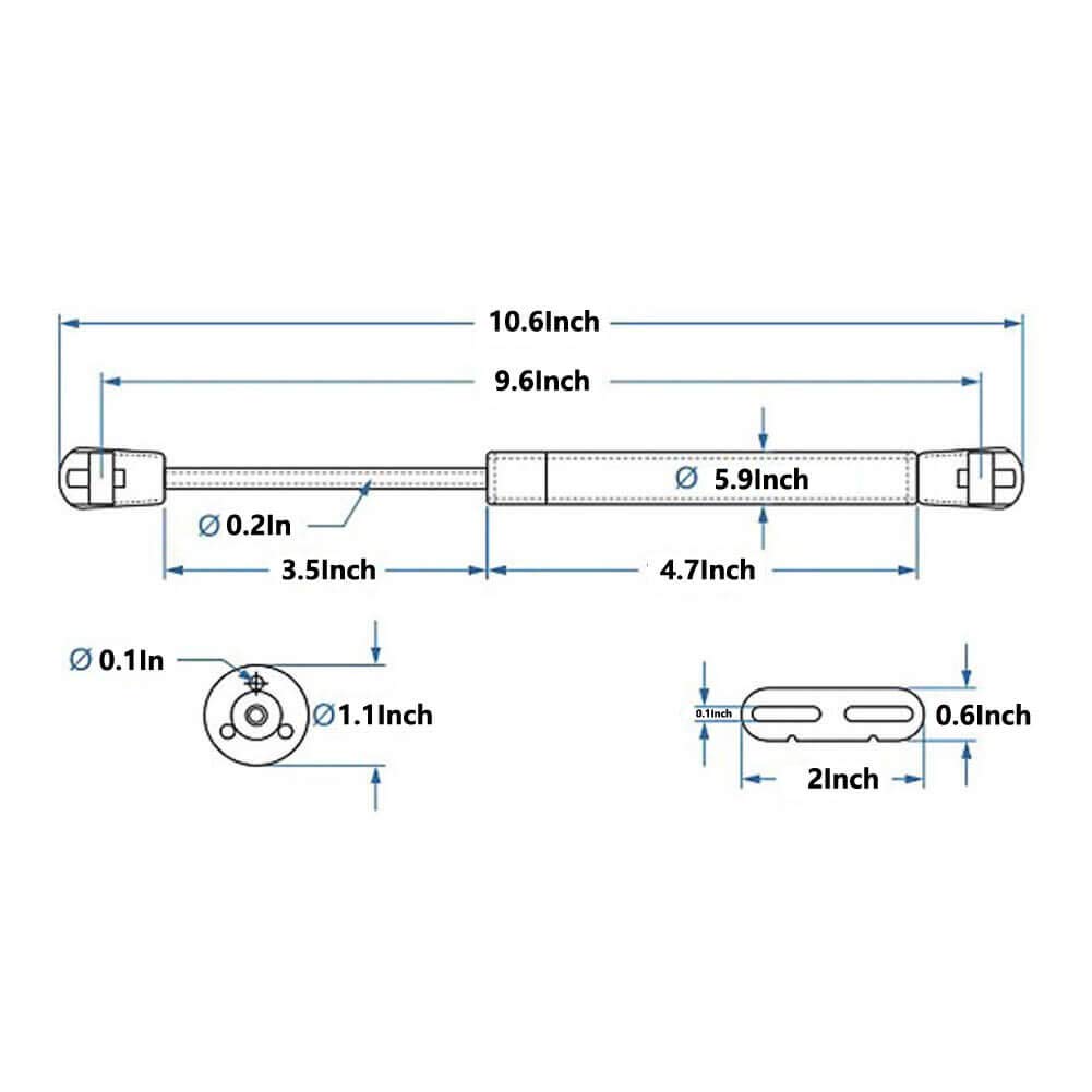 2 Pack 10 inch Gas Prop Force 150N/33LB Gas Struts Black Gas Springs