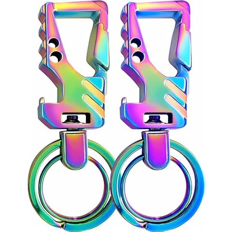 GABOX 2Pcs Keychain EDC Key Rings Key Chains Bottle Opener Auto Car Keys Tactical Carabiner Keychains with Clip Llaveros de Hombre Porte-Clés for Men Women - Colored Cover