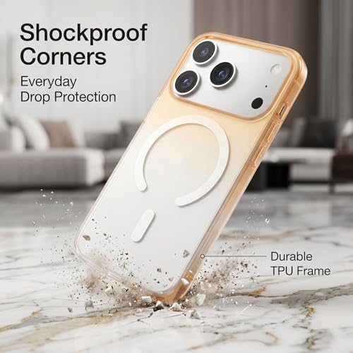 Image of amazon basics Paper Thin Case Cover for iPhone 17 Pro | Matte Finish | Gradient Case, Shaded Color | Compatible with magsafe | (Orange White, iPhone 17 Pro)