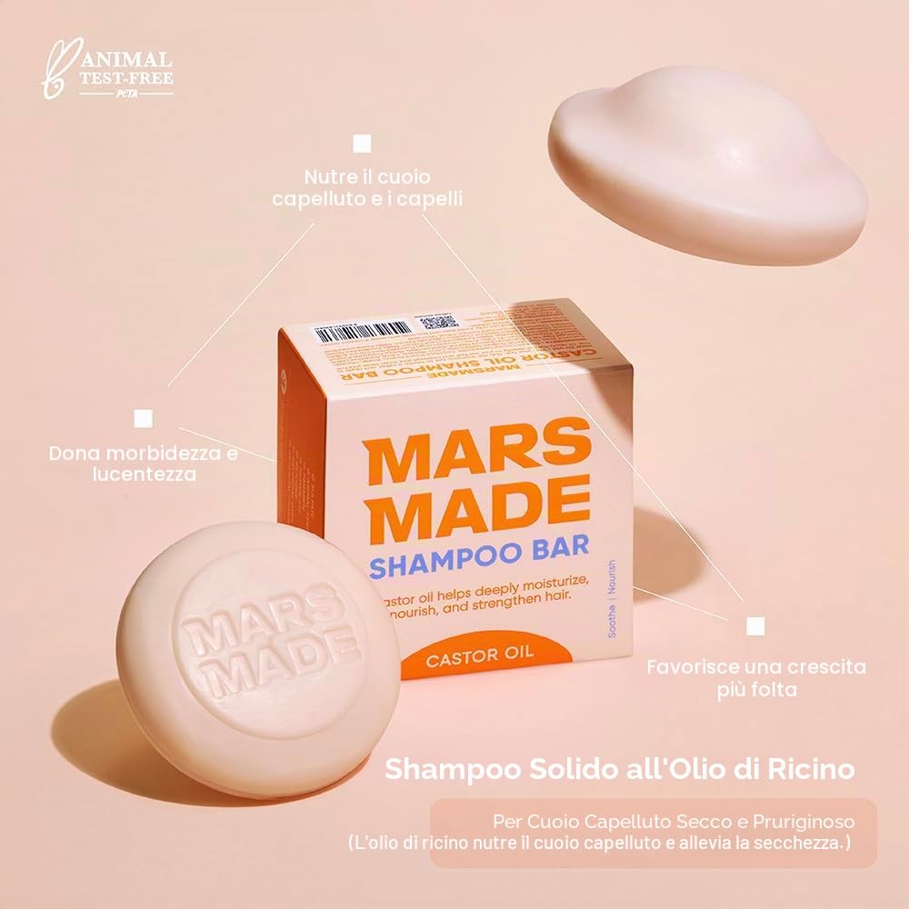 MARS MADEHair Shampoo Bar 2.0 - Idratante & Umectante Sapone Naturale per Crescita Capelli & Nutrizione Scalp - Sapone Solido per Tutti i Tipi di Capelli (120 g, 4.23 oz)