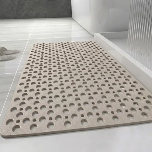 Casa and Beyond Shower Mat Secure Shower Mats Easy to Clean Showers Mat with Suction Cup Washable Non-Slip Bathtub Mats for Inside Showers (Khaki 27.6 x 15)