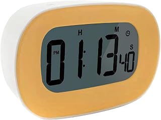 Timer Stopwatch and Kitchen Clock, Large LCD Display with Loud Alarm, Digital Countdown Clock with Alarm, Magnetic Back, 12H/24H Display, Touch Control (Yellow)
