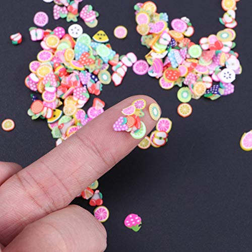 PIXNOR 300Pcs Frutas Nail Art Slice 3D Frutas Padrão Unhas Fatias Mini Coloridas Unhas para Nail Art