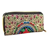 Onlineb2c Womens Wallet Clutch Chinese Embroidered Canvas Wallet (Sun Flowers)