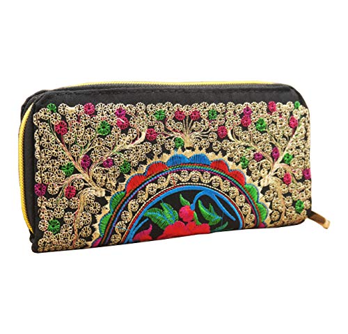 Onlineb2C Womens Wallet Clutch Chinese Embroidered Canvas Wallet (Sun Flowers) #TOP26