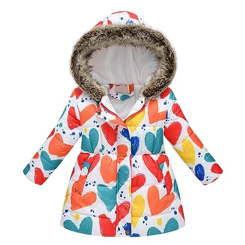 Girls Winter Coats Hooded Sherpa Lined Lightweight Jacket Thick Warm Puffy Waterproof Windproof Cotton Jackets (D, 7-8 Years)2