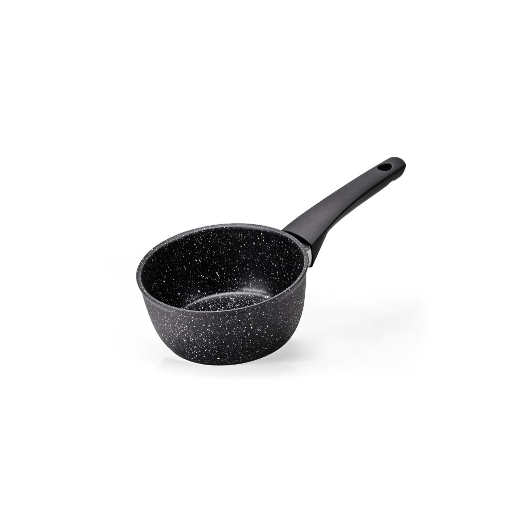 MONETA Set Pentole Induzione 8 Pezzi Magnolia Stone Black, Batteria Pentole Antiaderenti con Padelle 20 24 cm Tegame 28 cm Casseruole con Coperchi, Fondo Full Induction