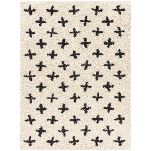 Tapete Livabliss Shag Boho 7' x 10' Negro y Crema miniatura 4