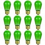 SUNLITE 41483-SU S14 Incandescent Colored Party String Light Bulb, 11 Watts, Medium Base (E26), Dimmable, Mercury Free, Transparent Green 12 Pack